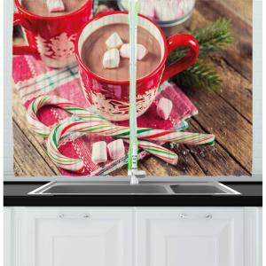 Ambesonne Christmas Kitchen Curtains, Taste of Xmas Season Frame Gingerbread Cookies and Biscuits, Window Drapes 2 Panel Set for Kitchen Cafe Decor, 55″ x 39″, Brown Green(Green Pink Magenta)