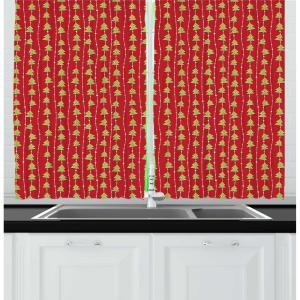 Ambesonne Christmas Kitchen Curtains, Taste of Xmas Season Frame Gingerbread Cookies and Biscuits, Window Drapes 2 Panel Set for Kitchen Cafe Decor, 55″ x 39″, Brown Green(Red Green White)