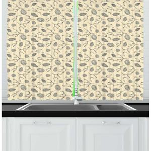 Ambesonne Christmas Kitchen Curtains, Taste of Xmas Season Frame Gingerbread Cookies and Biscuits, Window Drapes 2 Panel Set for Kitchen Cafe Decor, 55″ x 39″, Brown Green(Cream Taupe)
