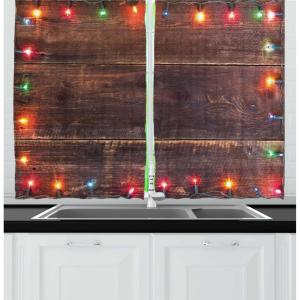 Ambesonne Christmas Kitchen Curtains, Taste of Xmas Season Frame Gingerbread Cookies and Biscuits, Window Drapes 2 Panel Set for Kitchen Cafe Decor, 55″ x 39″, Brown Green(Brown Maroon)