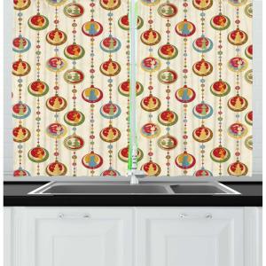 Ambesonne Christmas Kitchen Curtains, Taste of Xmas Season Frame Gingerbread Cookies and Biscuits, Window Drapes 2 Panel Set for Kitchen Cafe Decor, 55″ x 39″, Brown Green(Ruby Khaki)