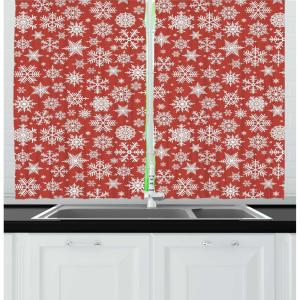 Ambesonne Christmas Kitchen Curtains, Taste of Xmas Season Frame Gingerbread Cookies and Biscuits, Window Drapes 2 Panel Set for Kitchen Cafe Decor, 55″ x 39″, Brown Green(White and Vermilion)