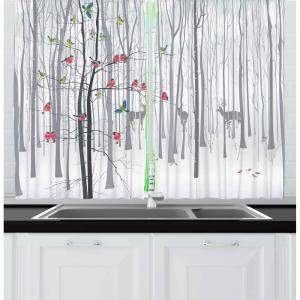 Ambesonne Christmas Kitchen Curtains, Taste of Xmas Season Frame Gingerbread Cookies and Biscuits, Window Drapes 2 Panel Set for Kitchen Cafe Decor, 55″ x 39″, Brown Green(Grey Dimgrey)