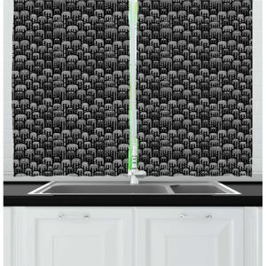 Ambesonne Christmas Long Kitchen Curtains, Traditional Design Holly Berry Branches Snow and Bokeh Effect Print, Two Panels Drapes with Rod Pocket Room Decor, 55″ x 45″, White Red(Grey and Charcoal Grey)