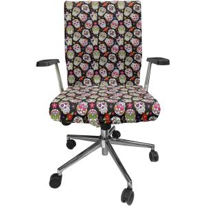 Ambesonne Christmas Office Chair Cover, Colorful Christmas Balls Different Retro Pattern Holiday Celebration, Stretchable Decorative Universal Size High Back Printed Slipcover, Blue Grey Purple Yellow(Black Green)