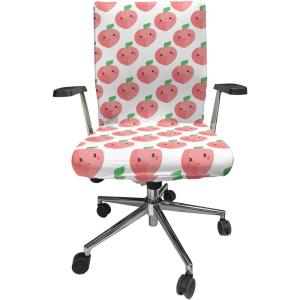 Ambesonne Christmas Office Chair Cover, Colorful Christmas Balls Different Retro Pattern Holiday Celebration, Stretchable Decorative Universal Size High Back Printed Slipcover, Blue Grey Purple Yellow(Pink White)