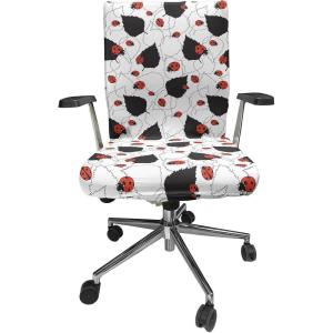 Ambesonne Christmas Office Chair Cover, Colorful Christmas Balls Different Retro Pattern Holiday Celebration, Stretchable Decorative Universal Size High Back Printed Slipcover, Blue Grey Purple Yellow(Black White)