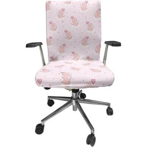 Ambesonne Christmas Office Chair Cover, Colorful Christmas Balls Different Retro Pattern Holiday Celebration, Stretchable Decorative Universal Size High Back Printed Slipcover, Blue Grey Purple Yellow(Pink Rose)