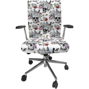 Ambesonne Christmas Office Chair Cover, Colorful Christmas Balls Different Retro Pattern Holiday Celebration, Stretchable Decorative Universal Size High Back Printed Slipcover, Blue Grey Purple Yellow(Sky Blue White Purple)