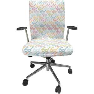 Ambesonne Christmas Office Chair Cover, Colorful Christmas Balls Different Retro Pattern Holiday Celebration, Stretchable Decorative Universal Size High Back Printed Slipcover, Blue Grey Purple Yellow(Off White)