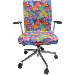 Ambesonne Christmas Office Chair Cover, Colorful Christmas Balls Different Retro Pattern Holiday Celebration, Stretchable Decorative Universal Size High Back Printed Slipcover, Blue Grey Purple Yellow(Blue Grey Purple Yellow)