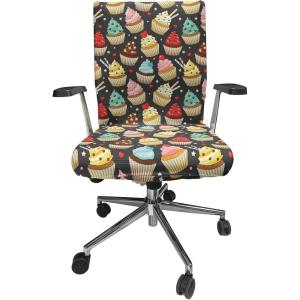 Ambesonne Christmas Office Chair Cover, Colorful Christmas Balls Different Retro Pattern Holiday Celebration, Stretchable Decorative Universal Size High Back Printed Slipcover, Blue Grey Purple Yellow(Grey Red)