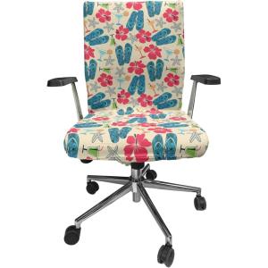 Ambesonne Christmas Office Chair Slipcover, Vivid of Joyous Holiday Celebration Jumping Dancing Cheery Cartoon for Yule, Protective Stretch Decorative Fabric Cover, Standard Size, Green Red(Blue Red)