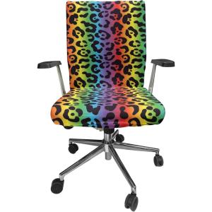 Ambesonne Christmas Office Chair Slipcover, Vivid of Joyous Holiday Celebration Jumping Dancing Cheery Cartoon for Yule, Protective Stretch Decorative Fabric Cover, Standard Size, Green Red(Purple Black)