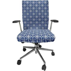 Ambesonne Christmas Office Chair Slipcover, Vivid of Joyous Holiday Celebration Jumping Dancing Cheery Cartoon for Yule, Protective Stretch Decorative Fabric Cover, Standard Size, Green Red(Azure Blue)