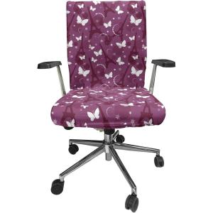 Ambesonne Christmas Office Chair Slipcover, Vivid of Joyous Holiday Celebration Jumping Dancing Cheery Cartoon for Yule, Protective Stretch Decorative Fabric Cover, Standard Size, Green Red(Violet White)