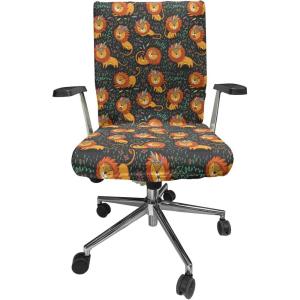 Ambesonne Christmas Office Chair Slipcover, Vivid of Joyous Holiday Celebration Jumping Dancing Cheery Cartoon for Yule, Protective Stretch Decorative Fabric Cover, Standard Size, Green Red(Orange Black)