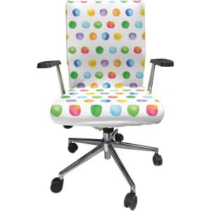 Ambesonne Christmas Office Chair Slipcover, Vivid of Joyous Holiday Celebration Jumping Dancing Cheery Cartoon for Yule, Protective Stretch Decorative Fabric Cover, Standard Size, Green Red(Green White)