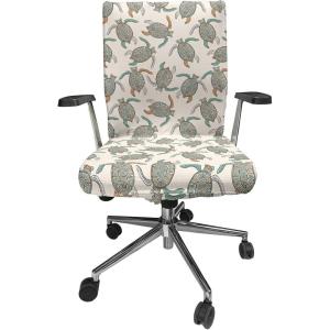Ambesonne Christmas Office Chair Slipcover, Vivid of Joyous Holiday Celebration Jumping Dancing Cheery Cartoon for Yule, Protective Stretch Decorative Fabric Cover, Standard Size, Green Red(Peach Seafoam)
