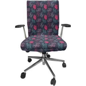 Ambesonne Christmas Office Chair Slipcover, Vivid of Joyous Holiday Celebration Jumping Dancing Cheery Cartoon for Yule, Protective Stretch Decorative Fabric Cover, Standard Size, Green Red(Pink Charcoal)