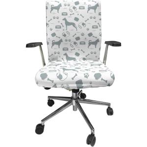 Ambesonne Christmas Office Chair Slipcover, Vivid of Joyous Holiday Celebration Jumping Dancing Cheery Cartoon for Yule, Protective Stretch Decorative Fabric Cover, Standard Size, Green Red(White Blue)