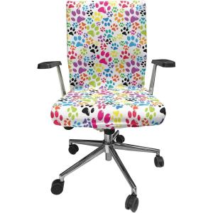 Ambesonne Christmas Office Chair Slipcover, Vivid of Joyous Holiday Celebration Jumping Dancing Cheery Cartoon for Yule, Protective Stretch Decorative Fabric Cover, Standard Size, Green Red(Purple Blue)