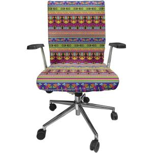 Ambesonne Christmas Office Chair Slipcover, Vivid of Joyous Holiday Celebration Jumping Dancing Cheery Cartoon for Yule, Protective Stretch Decorative Fabric Cover, Standard Size, Green Red(Magenta Yellow)