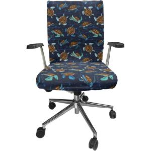 Ambesonne Christmas Office Chair Slipcover, Vivid of Joyous Holiday Celebration Jumping Dancing Cheery Cartoon for Yule, Protective Stretch Decorative Fabric Cover, Standard Size, Green Red(Navy Brown)