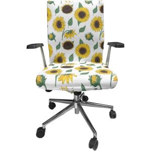 Ambesonne Christmas Office Chair Slipcover, Vivid of Joyous Holiday Celebration Jumping Dancing Cheery Cartoon for Yule, Protective Stretch Decorative Fabric Cover, Standard Size, Green Red(Green Brown)