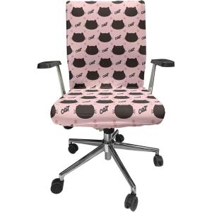 Ambesonne Christmas Office Chair Slipcover, Vivid of Joyous Holiday Celebration Jumping Dancing Cheery Cartoon for Yule, Protective Stretch Decorative Fabric Cover, Standard Size, Green Red(Seal Brown Coral)