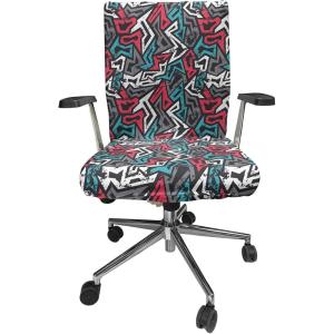 Ambesonne Christmas Office Chair Slipcover, Vivid of Joyous Holiday Celebration Jumping Dancing Cheery Cartoon for Yule, Protective Stretch Decorative Fabric Cover, Standard Size, Green Red(Dimgrey Coral)