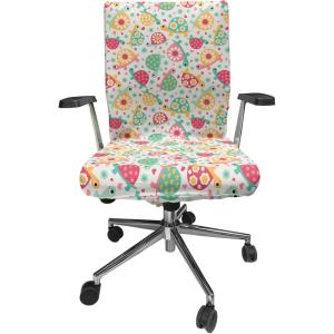 Ambesonne Christmas Office Chair Slipcover, Vivid of Joyous Holiday Celebration Jumping Dancing Cheery Cartoon for Yule, Protective Stretch Decorative Fabric Cover, Standard Size, Green Red(Teal Magenta)