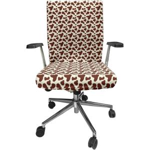 Ambesonne Christmas Office Chair Slipcover, Vivid of Joyous Holiday Celebration Jumping Dancing Cheery Cartoon for Yule, Protective Stretch Decorative Fabric Cover, Standard Size, Green Red(Yellow Brown)
