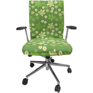 Ambesonne Christmas Office Chair Slipcover, Vivid of Joyous Holiday Celebration Jumping Dancing Cheery Cartoon for Yule, Protective Stretch Decorative Fabric Cover, Standard Size, Green Red(Yellow Green)