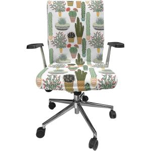 Ambesonne Christmas Office Chair Slipcover, Vivid of Joyous Holiday Celebration Jumping Dancing Cheery Cartoon for Yule, Protective Stretch Decorative Fabric Cover, Standard Size, Green Red(Fern Green)