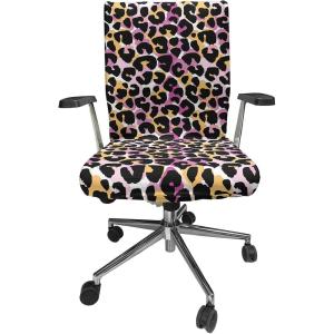 Ambesonne Christmas Office Chair Slipcover, Vivid of Joyous Holiday Celebration Jumping Dancing Cheery Cartoon for Yule, Protective Stretch Decorative Fabric Cover, Standard Size, Green Red(Pink Black)