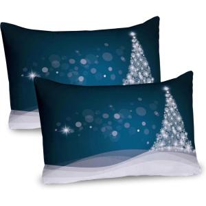 Ambesonne Christmas Pillow Sham, Funny Christmas Santa Claus and Reindeer Peeking Cartoon Style Humor, Decorative Standard Queen Size Printed Pillowcase, 30″ X 20″, Vermilion Caramel White(Navy White)