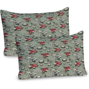 Ambesonne Christmas Pillow Sham, Funny Christmas Santa Claus and Reindeer Peeking Cartoon Style Humor, Decorative Standard Queen Size Printed Pillowcase, 30″ X 20″, Vermilion Caramel White(Laurel Green Coral Grey)