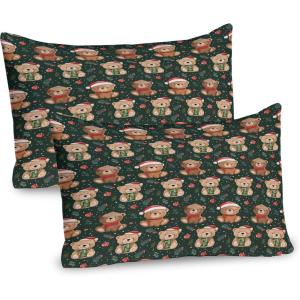 Ambesonne Christmas Pillow Sham, Funny Christmas Santa Claus and Reindeer Peeking Cartoon Style Humor, Decorative Standard Queen Size Printed Pillowcase, 30″ X 20″, Vermilion Caramel White(Green Dimgray Vermilion)