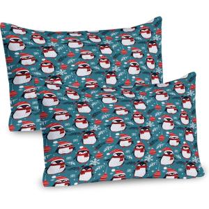Ambesonne Christmas Pillow Sham, Funny Christmas Santa Claus and Reindeer Peeking Cartoon Style Humor, Decorative Standard Queen Size Printed Pillowcase, 30″ X 20″, Vermilion Caramel White(Vermilion Grey and Slate Blue)