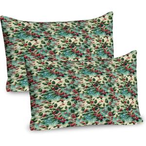 Ambesonne Christmas Pillow Sham, Funny Christmas Santa Claus and Reindeer Peeking Cartoon Style Humor, Decorative Standard Queen Size Printed Pillowcase, 30″ X 20″, Vermilion Caramel White(Fern Green and Vermilion)