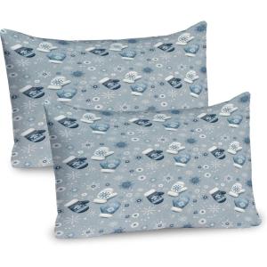 Ambesonne Christmas Pillow Sham, Funny Christmas Santa Claus and Reindeer Peeking Cartoon Style Humor, Decorative Standard Queen Size Printed Pillowcase, 30″ X 20″, Vermilion Caramel White(Slate Blue and Dark Sea Green)