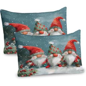 Ambesonne Christmas Pillow Sham, Funny Christmas Santa Claus and Reindeer Peeking Cartoon Style Humor, Decorative Standard Queen Size Printed Pillowcase, 30″ X 20″, Vermilion Caramel White(Vermilion Blue Grey Grey)