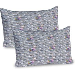 Ambesonne Christmas Pillow Sham, Funny Christmas Santa Claus and Reindeer Peeking Cartoon Style Humor, Decorative Standard Queen Size Printed Pillowcase, 30″ X 20″, Vermilion Caramel White(Pale Grey White and Pink)