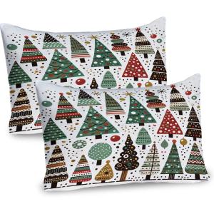 Ambesonne Christmas Pillow Sham, Funny Christmas Santa Claus and Reindeer Peeking Cartoon Style Humor, Decorative Standard Queen Size Printed Pillowcase, 30″ X 20″, Vermilion Caramel White(Jade Green White Paprika)