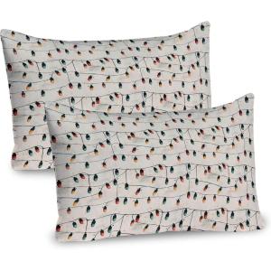 Ambesonne Christmas Pillow Sham, Funny Christmas Santa Claus and Reindeer Peeking Cartoon Style Humor, Decorative Standard Queen Size Printed Pillowcase, 30″ X 20″, Vermilion Caramel White(Eggshell Teal and Mustard)