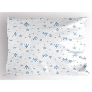 Ambesonne Christmas Pillow Sham Set of 2, Holiday Season Office Design Tree Celebration Snowflakes Celebration, Quality Microfiber Bedding Item for All Seasons, 30″ x 20″, White Green Red(White)