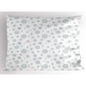 Ambesonne Christmas Pillow Sham Set of 2, Holiday Season Office Design Tree Celebration Snowflakes Celebration, Quality Microfiber Bedding Item for All Seasons, 30″ x 20″, White Green Red(Grey White)
