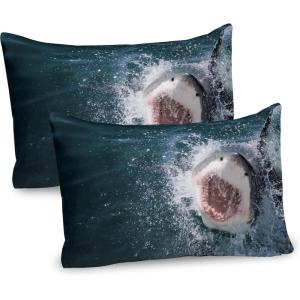 Ambesonne Christmas Pillow Sham Set of 2, Holiday Season Office Design Tree Celebration Snowflakes Celebration, Quality Microfiber Bedding Item for All Seasons, 30″ x 20″, White Green Red(Petrol Blue)