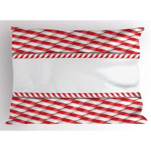 Ambesonne Christmas Pillow Sham Set of 2, Holiday Season Office Design Tree Celebration Snowflakes Celebration, Quality Microfiber Bedding Item for All Seasons, 30″ x 20″, White Green Red(Scarlet White)